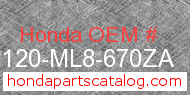 Honda 52120-ML8-670ZA genuine part number image