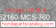 Honda 52160-MCS-760 genuine part number image