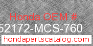 Honda 52172-MCS-760 genuine part number image