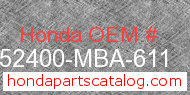 Honda 52400-MBA-611 genuine part number image