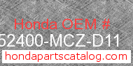 Honda 52400-MCZ-D11 genuine part number image