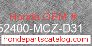Honda 52400-MCZ-D31 genuine part number image