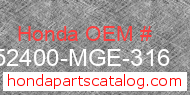 Honda 52400-MGE-316 genuine part number image