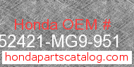 Honda 52421-MG9-951 genuine part number image