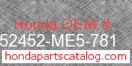 Honda 52452-ME5-781 genuine part number image