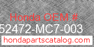 Honda 52472-MC7-003 genuine part number image