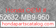 Honda 52632-MB9-950 genuine part number image