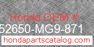 Honda 52650-MG9-871 genuine part number image