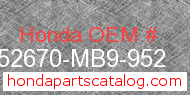 Honda 52670-MB9-952 genuine part number image