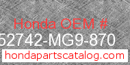 Honda 52742-MG9-870 genuine part number image