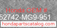 Honda 52742-MG9-951 genuine part number image