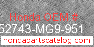 Honda 52743-MG9-951 genuine part number image