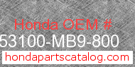 Honda 53100-MB9-800 genuine part number image