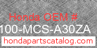 Honda 53100-MCS-A30ZA genuine part number image
