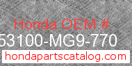 Honda 53100-MG9-770 genuine part number image