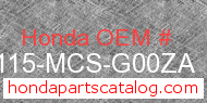 Honda 53115-MCS-G00ZA genuine part number image