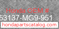 Honda 53137-MG9-951 genuine part number image