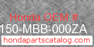 Honda 53150-MBB-000ZA genuine part number image