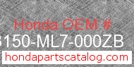 Honda 53150-ML7-000ZB genuine part number image