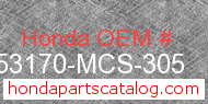 Honda 53170-MCS-305 genuine part number image