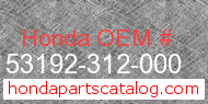 Honda 53192-312-000 genuine part number image