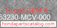 Honda 53230-MCV-000 genuine part number image