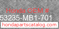 Honda 53235-MB1-701 genuine part number image