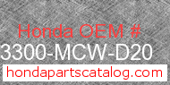 Honda 53300-MCW-D20 genuine part number image