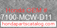 Honda 57100-MCW-D11 genuine part number image