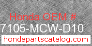 Honda 57105-MCW-D10 genuine part number image