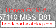 Honda 57110-MGS-D81 genuine part number image