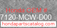 Honda 57120-MCW-D00 genuine part number image