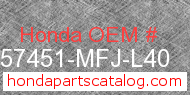 Honda 57451-MFJ-L40 genuine part number image