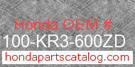Honda 61100-KR3-600ZD genuine part number image