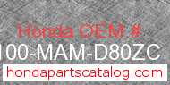 Honda 61100-MAM-D80ZC genuine part number image