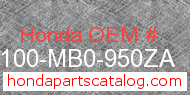 Honda 61100-MB0-950ZA genuine part number image