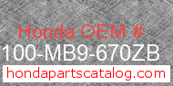 Honda 61100-MB9-670ZB genuine part number image