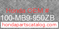 Honda 61100-MB9-950ZB genuine part number image