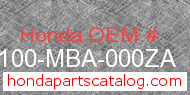 Honda 61100-MBA-000ZA genuine part number image