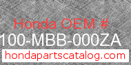 Honda 61100-MBB-000ZA genuine part number image
