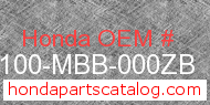 Honda 61100-MBB-000ZB genuine part number image