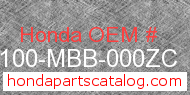 Honda 61100-MBB-000ZC genuine part number image