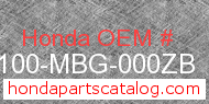 Honda 61100-MBG-000ZB genuine part number image