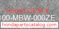 Honda 61100-MBW-000ZE genuine part number image