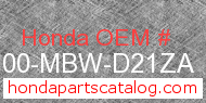 Honda 61100-MBW-D21ZA genuine part number image
