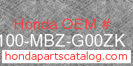 Honda 61100-MBZ-G00ZK genuine part number image