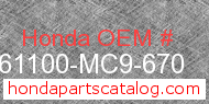 Honda 61100-MC9-670 genuine part number image