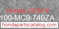 Honda 61100-MC9-740ZA genuine part number image