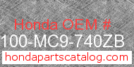 Honda 61100-MC9-740ZB genuine part number image