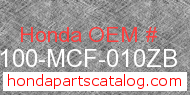 Honda 61100-MCF-010ZB genuine part number image